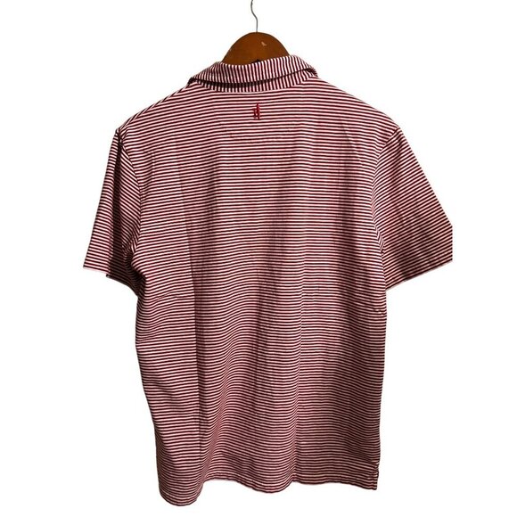 Johnnie O Hangin Out Polo Shirt Red White Striped Short Sleeve Cotton Size Med - Picture 4 of 7